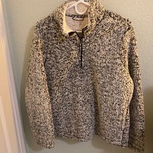 Time and Tru Black and White Zip Up Sweater